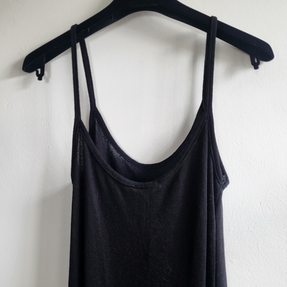 Zara Ribbed Slip Spaghetti Strap Black Midi Dress New Size Small - Picture 8 of 12